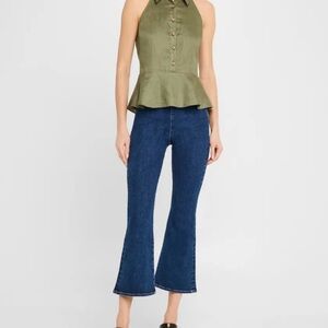 Veronica Beard Lancaster Sleeveless Linen Peplum Top size 0